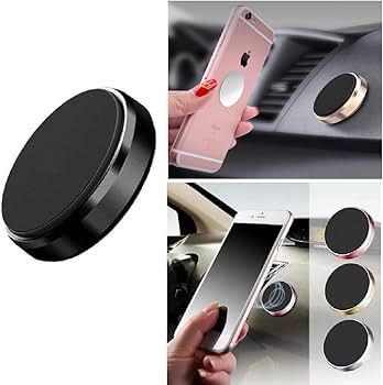 Magnetic Button Mobile Phone Holder Mount for Car Dashboard, Flat Surfaces. Cell Phone Stand Compatible with all iPhones & Android. Universal Magnetic Wall Sticker for Home to Hang Keys, Scissors Etc. Image