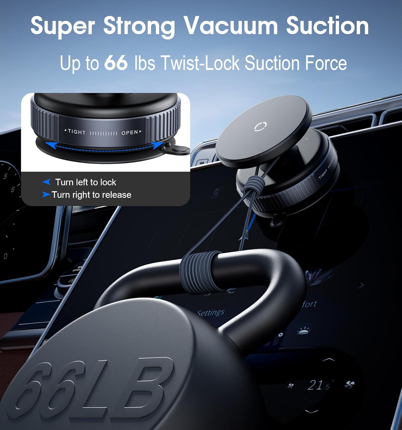 K009 360 Degree Rotation Navigation Holder Mechanical Vacuum Suction Magnetic Car Stand(Black)