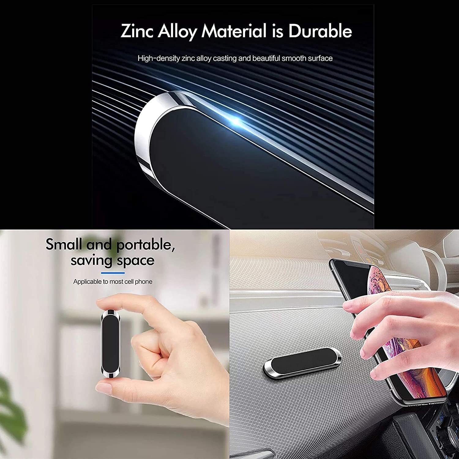 F6 Magnetic Car Phone Holder, 360° Rotation, Dashboard Mount, Universal Mobile Stand, Black
