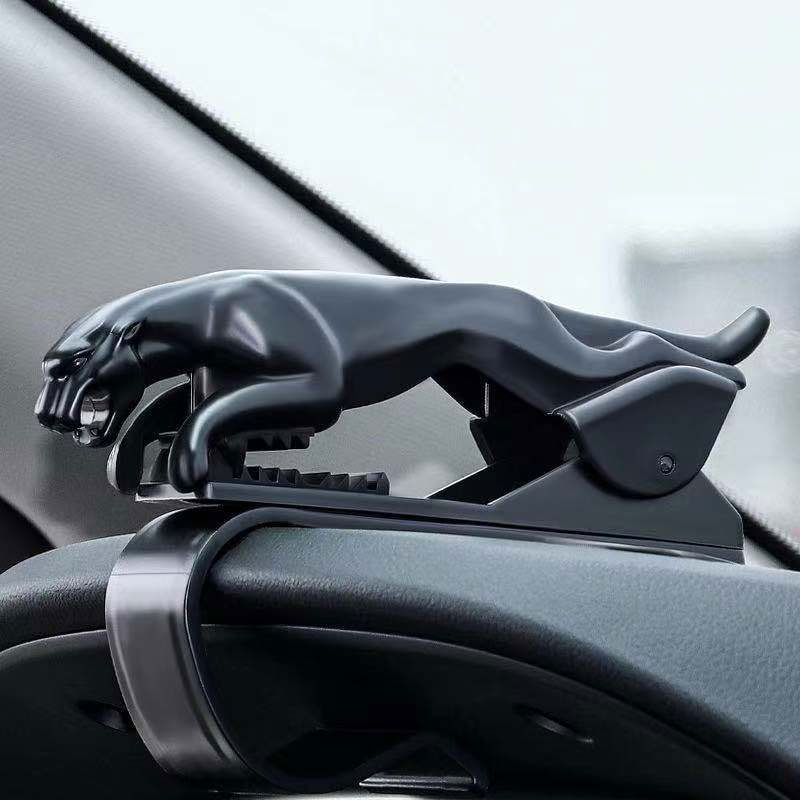 Jaguar Car Mobile Phone Holder, Mount Stand 360 Degree Rotation, Adjustable Clip Holder for Dashboard (BLACK) Image