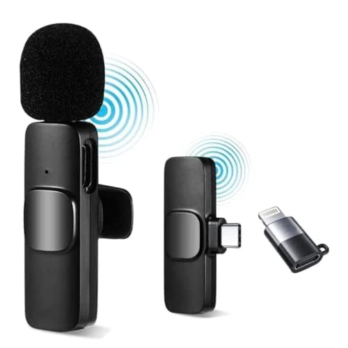K8 Wireless Microphone, Mini Portable Recording Clip Mic with Receiver for All Type-C, Micro U Mobile Phones Camera Laptop for Vlogging YouTube Online Class, Zoom Call(K8) Image