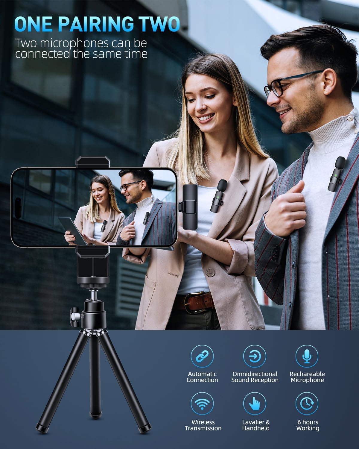 K8 Wireless Microphone, Mini Portable Recording Clip Mic with Receiver for All Type-C, Micro U Mobile Phones Camera Laptop for Vlogging YouTube Online Class, Zoom Call(K8)