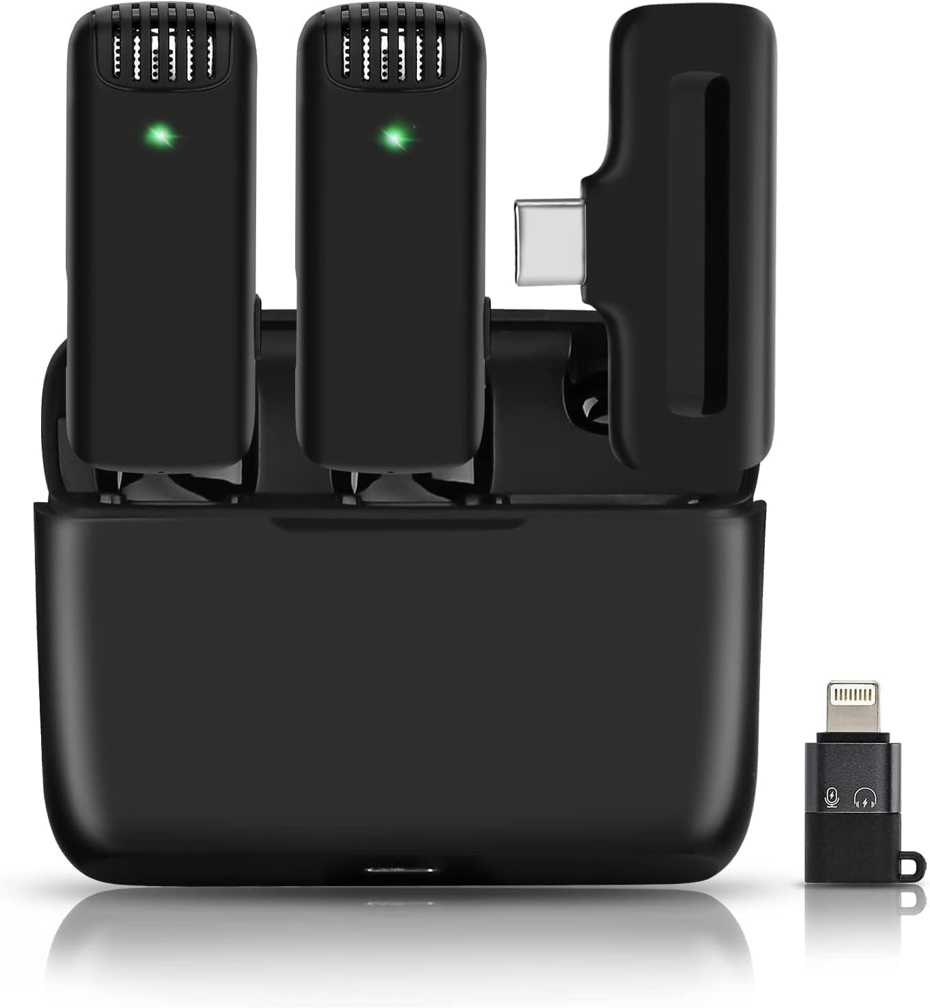 J13 Wireless Mic Lavalier Microphone with Charging Case, Compatible for Type-C Android & Tablet, Noise Reduction Lapel Mic, for Youtubers, Video Recording, Facebook, Live Stream Image