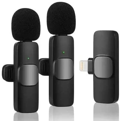 K9 Dual Wireless Microphone, Digital Mini Portable Recording Clip Mic with Receiver for All iOS, Lighting Mobile Phones Camera Laptop for Vlogging YouTube Online Class, Zoom Call Image