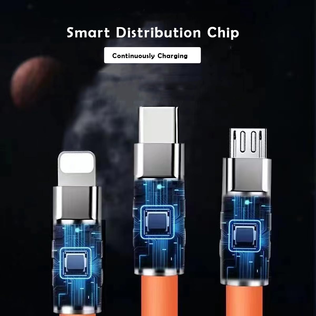 120W 3-in-1 Fast Charging Metal Cable | USB to Type-C, Micro USB – Durable Alloy Build, 1.2 Meter, Multicolor – Compatible with Android, iPhone, Tablets & More