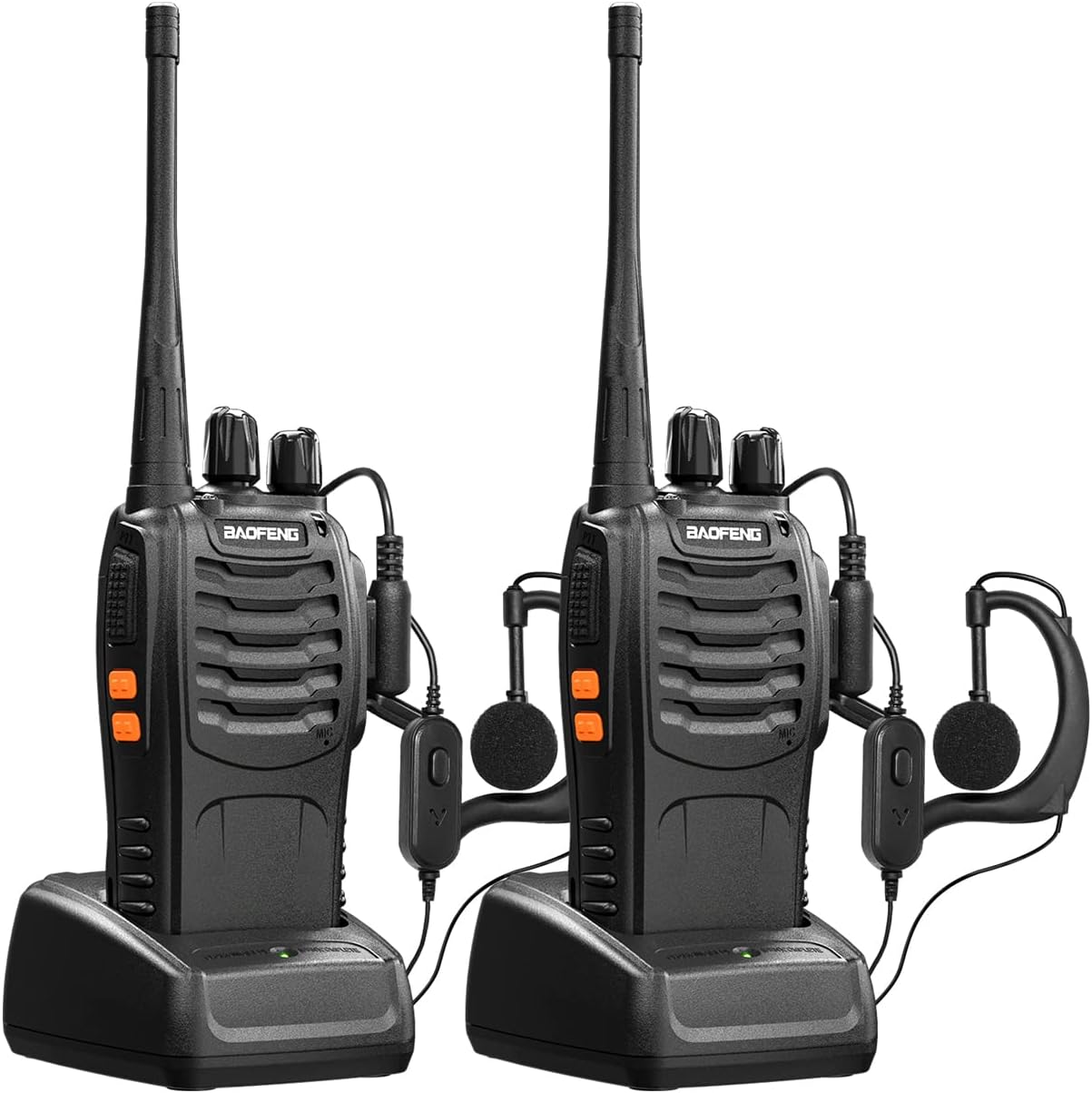 Walkie Talkies BF-888s Rechargeable Two-Way Radios for Adults Long Range Handheld Communicator Professional UHF Interphone 2 Pack Walky Talky Set with Earpiece,Li-ion Battery and Charger Image