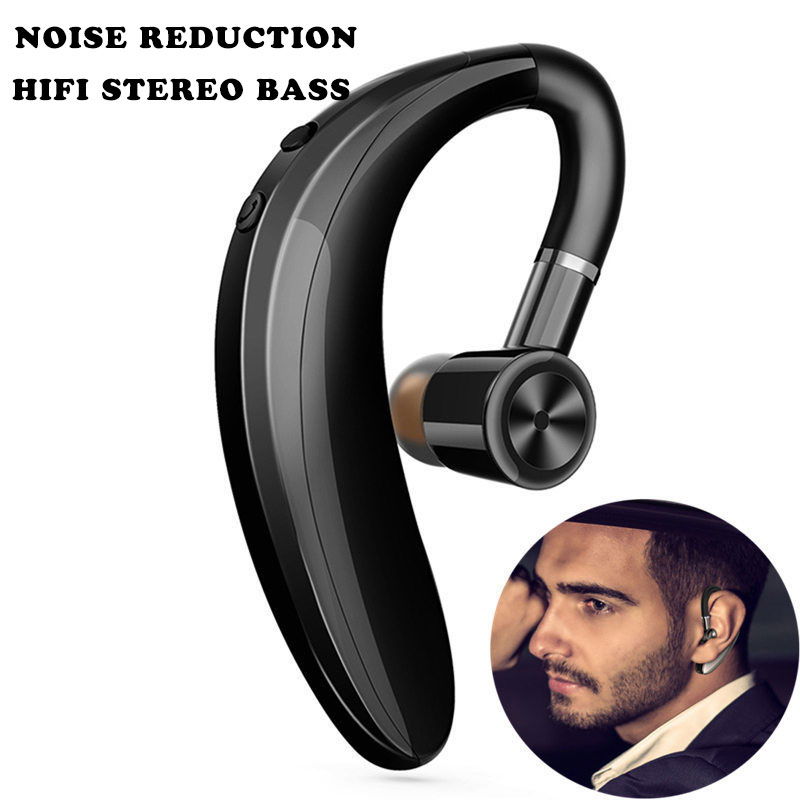 Wireless Headset S109 Bluetooth v5.0 Ear Clip 16 Hours of Calling with 1 Hour Charge for Music,Calling,Sports Earbuds Single Ear Headphone for All Smartphones-Black Image