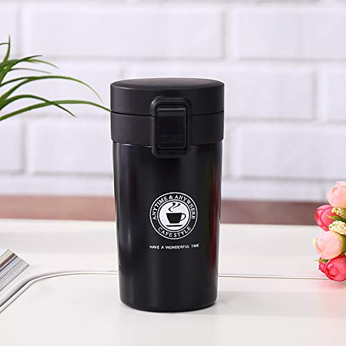 Tumbler, Double Wall Stainless Steel Vacuum Insulated Coffee Flask with Safety Lock Sipper, Black Color 300 ml Hot n Cold Image
