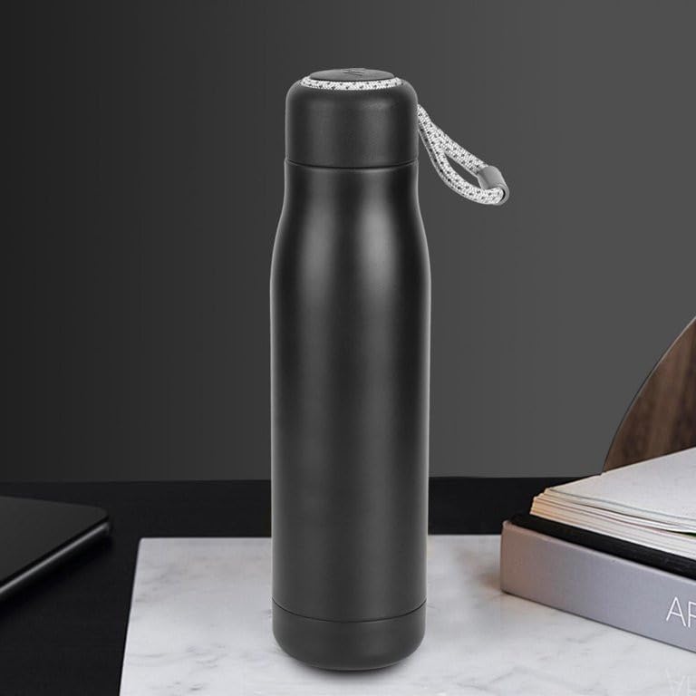 Insulated Water Bottle, 600ml Travel Thermal Flask Thermal Water Bottle Water Bottle for Traveling and Sports(Matte Black) Image