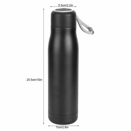 Insulated Water Bottle, 600ml Travel Thermal Flask Thermal Water Bottle Water Bottle for Traveling and Sports(Matte Black)