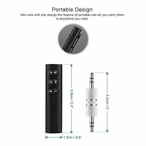 BT450 Wireless Bluetooth Receiver 3.5mm Jack Stereo Bluetooth Audio Music Receiver Adapter for Speaker Car Aux Hands Free Kit Compatible with All Android, iOS and iOS Devices - Assorted Colour