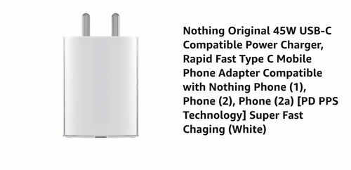 Nothing Phone 2A 45W,USB-C Compatible with 45W USB C Charger Adapter