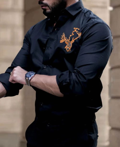 Black Blaze Embroidered Shirt  Image