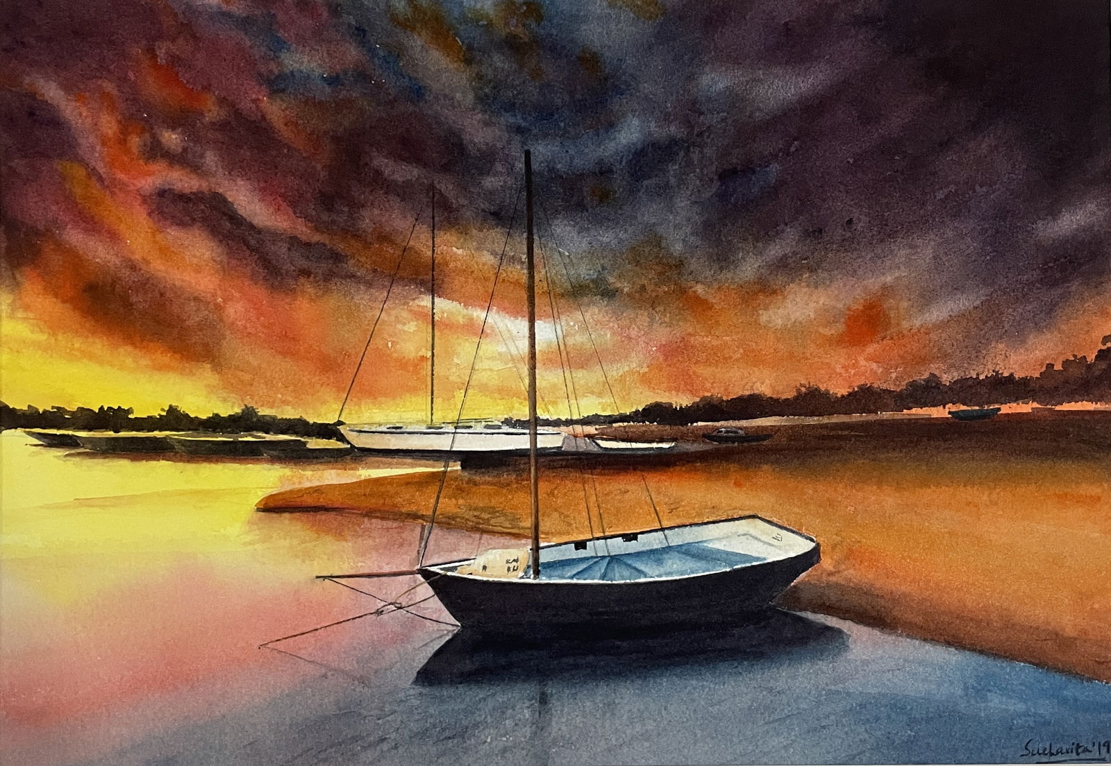 Boats across sea Image