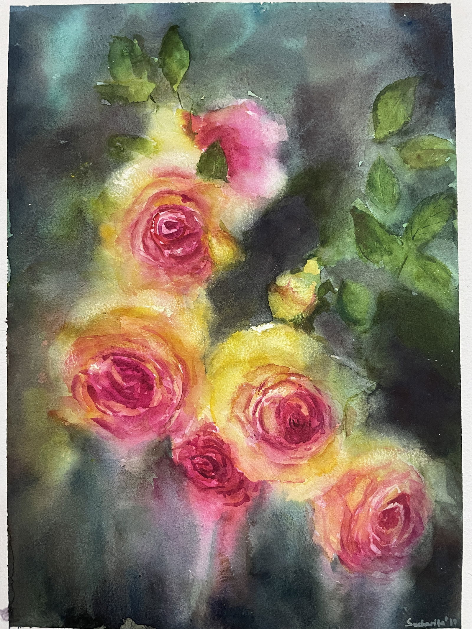 Pink yellow roses Image