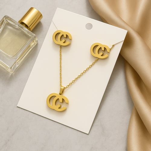 Gucchi sign Necklace+Earing Set Image