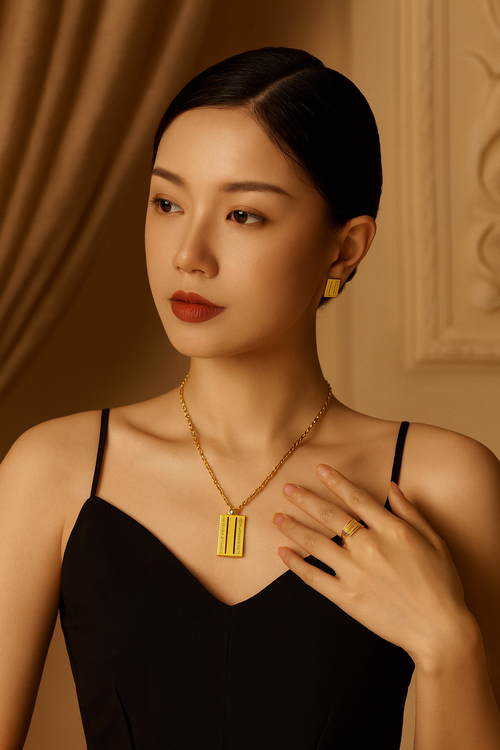 Greek key pattern Nackless+Earrings set  Image