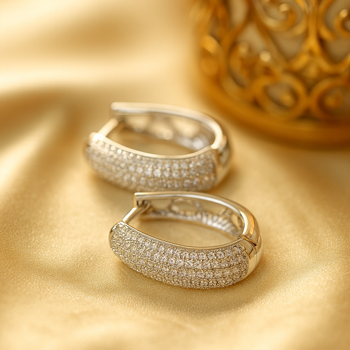 Luxury Gold & Diamond Paved Hoop Earrings