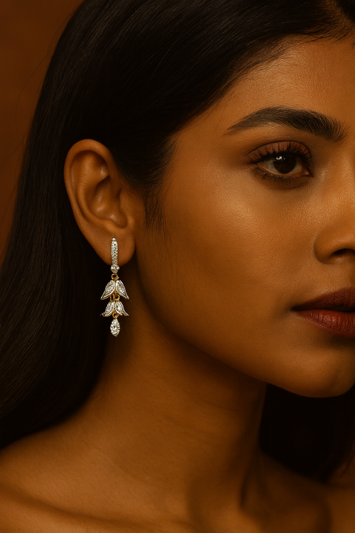 Floral Radiance Diamond Drop Earrings Image