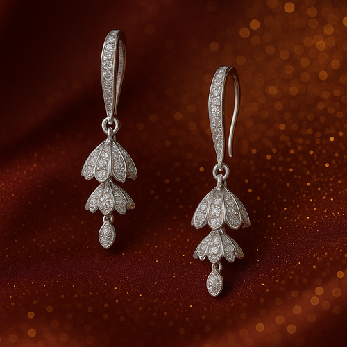 double-layered floral drop design earrings 