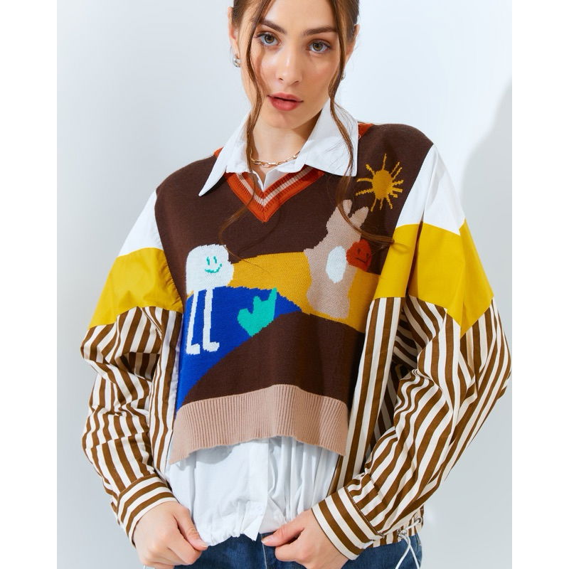 Women striped casual top Image