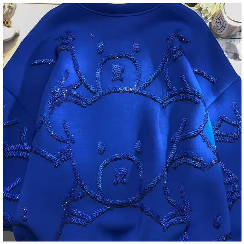 Oversized rhinestone pullover sweatshirt 
