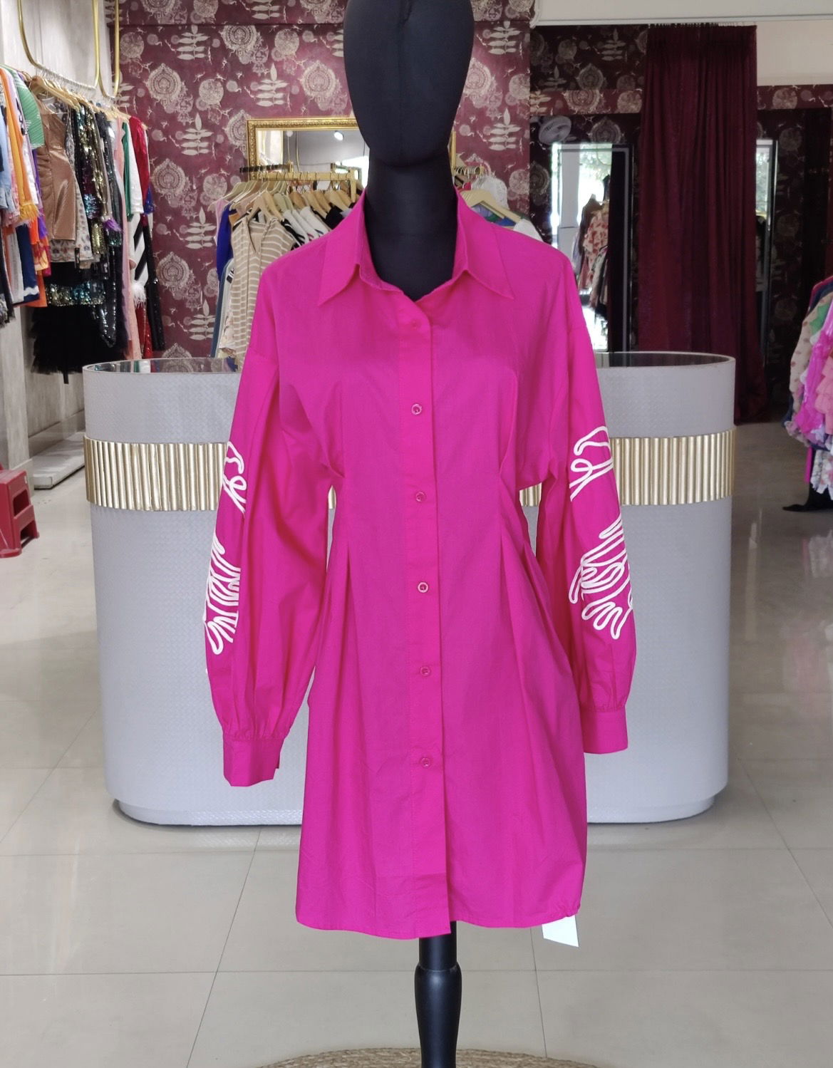 Vibrant Pleated Shirt Dress Image