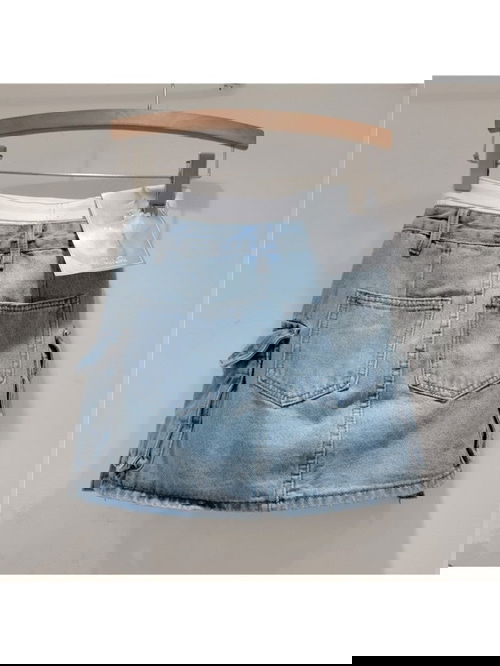 Multicolor Graffiti Cargo Denim Mini Skirt