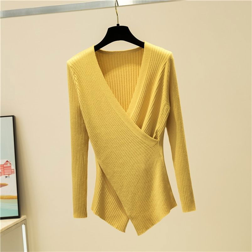 Ribbed Wrap Knit Top Image