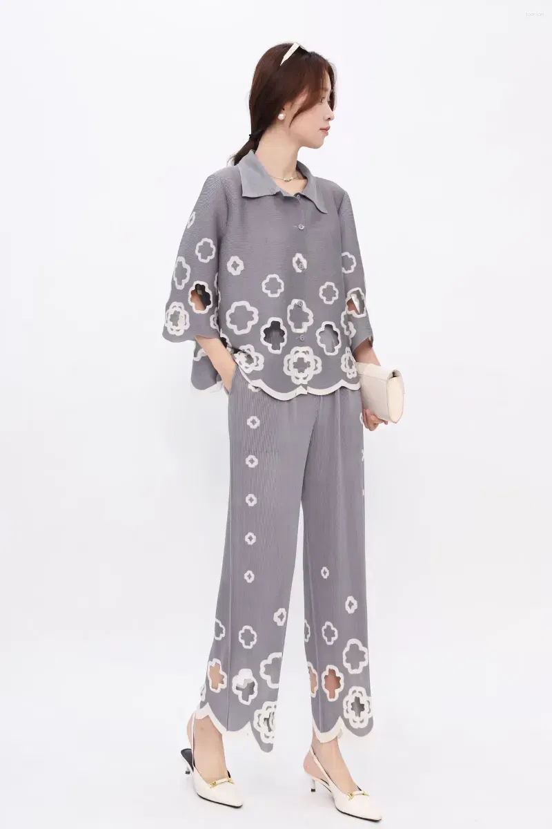 Grey Floral Cutwork Co-ord Set Image
