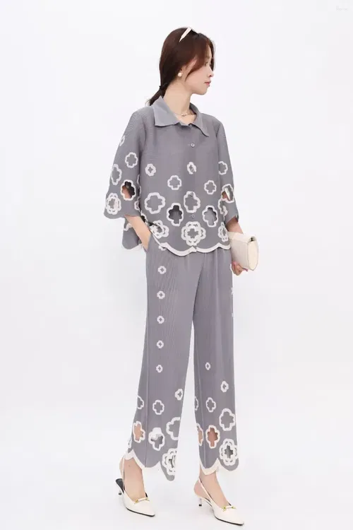 Grey Floral Cutwork Co-ord Set Image
