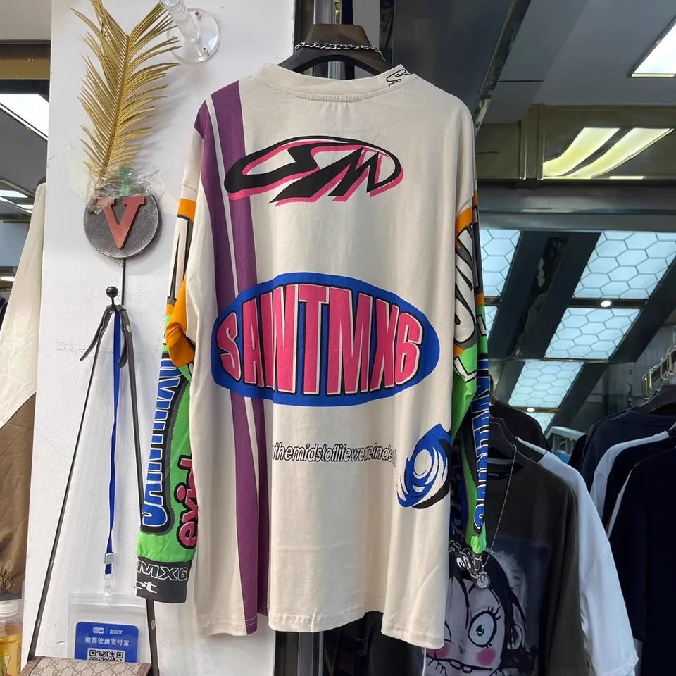 Oversized Multi-Color Graphic Full-Sleeve T-Shirt Image 