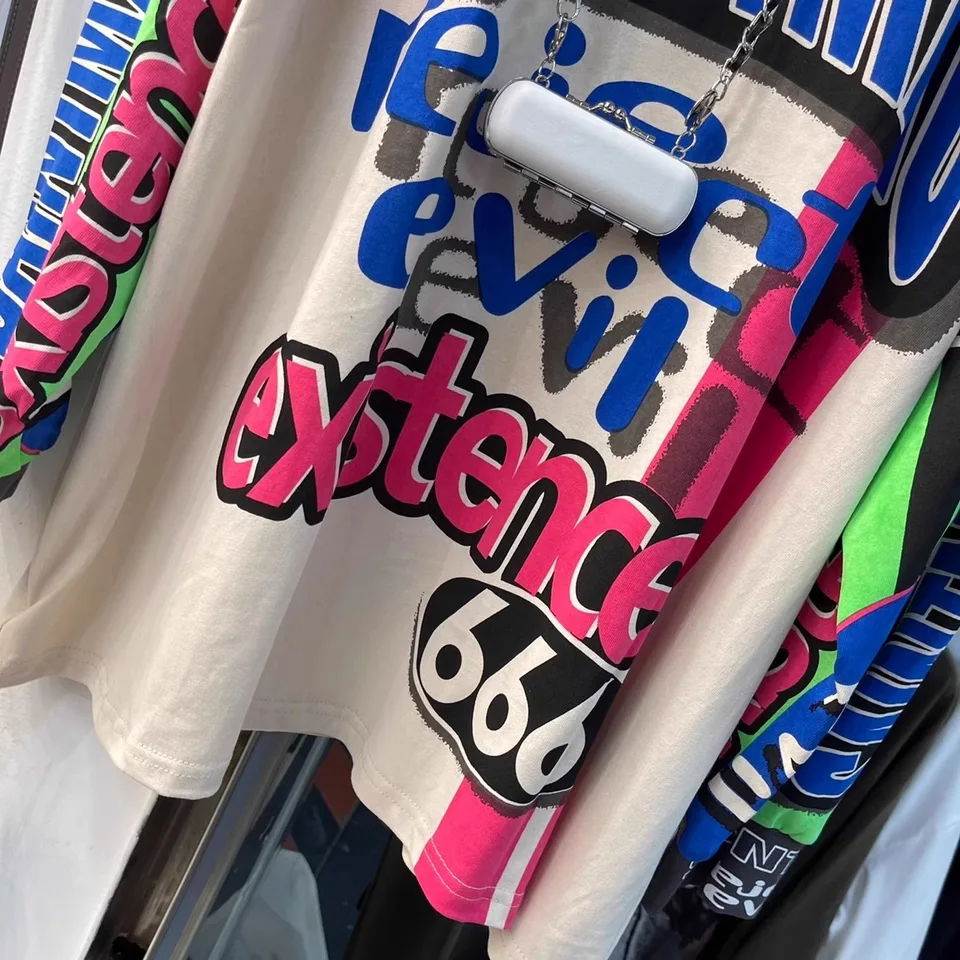 Oversized Multi-Color Graphic Full-Sleeve T-Shirt Image 