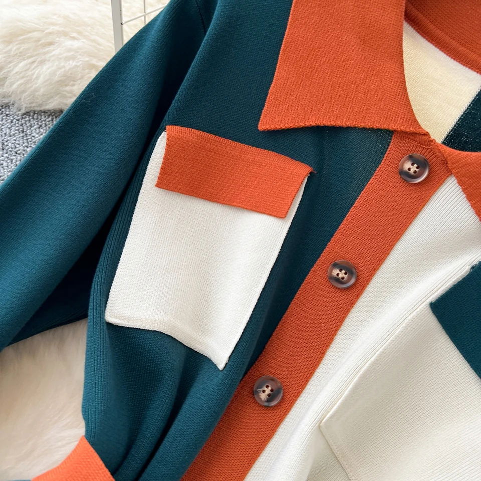 Colorblock Button-Down Midi Dress Image 