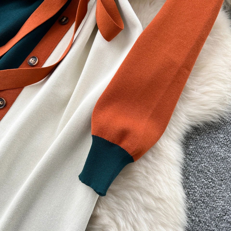 Colorblock Button-Down Midi Dress Image 