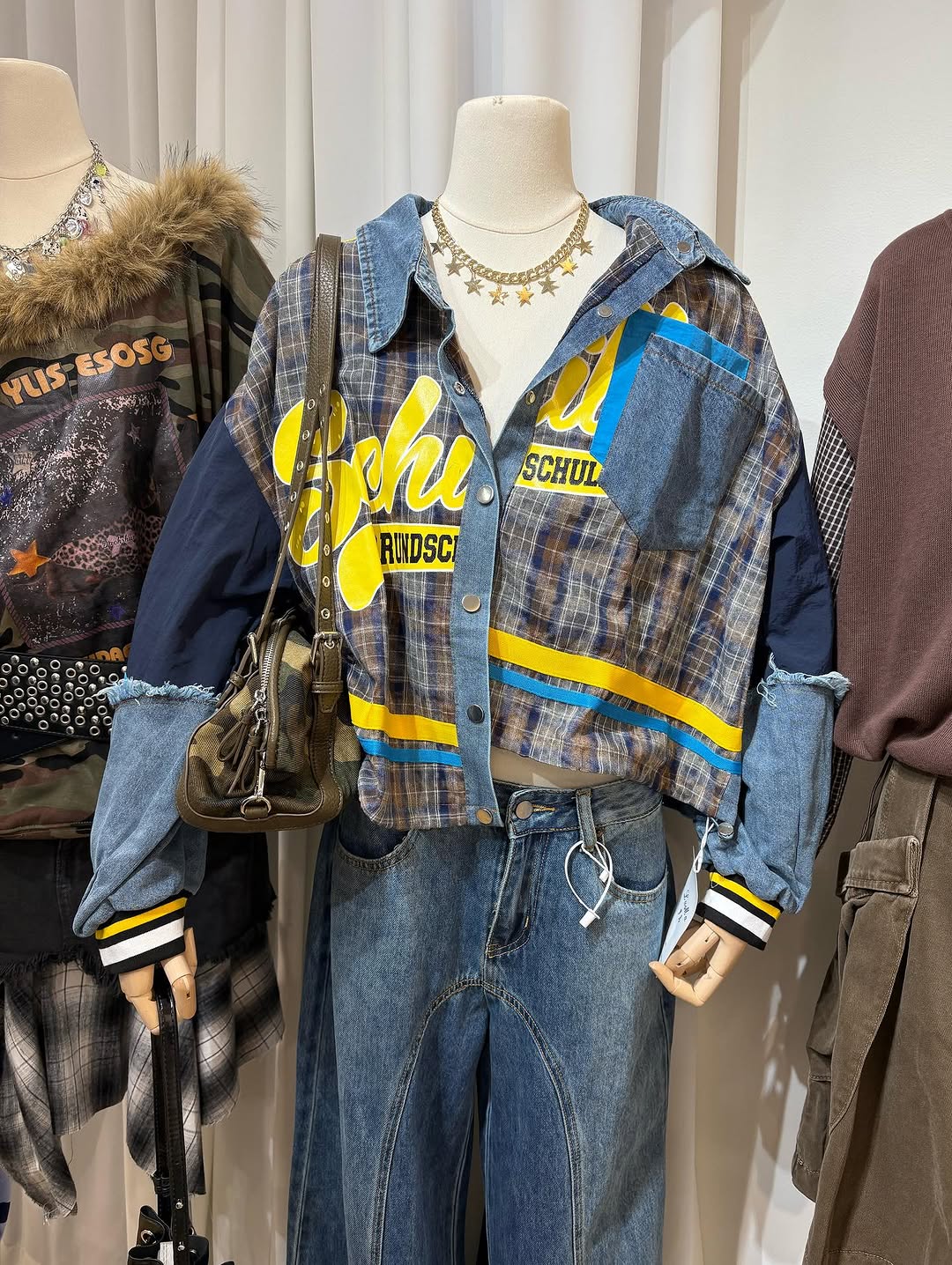 Patchwork Cropped Shirt Jacket Image