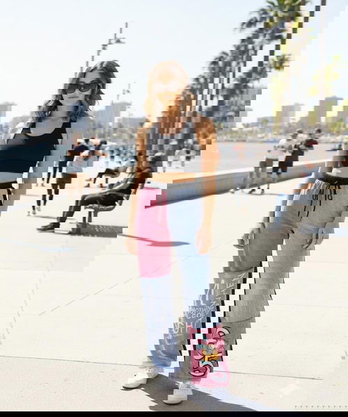 Color-Block Graphic Patchwork Jogger Pants for Women Image