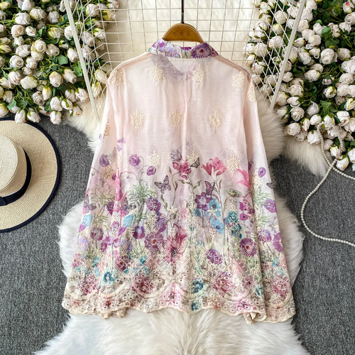 Floral Ombre Sheer Shirt for Women