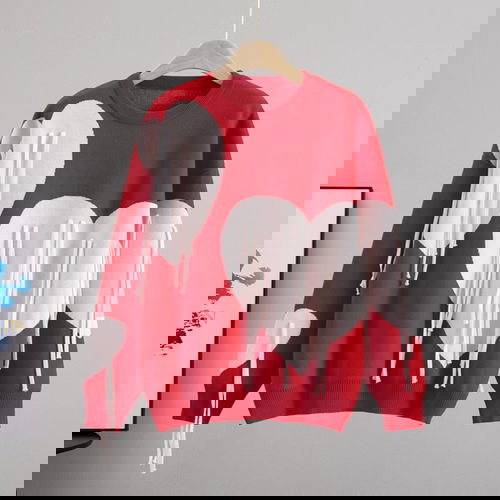 Heart Fringe Oversized Knit Sweatshirt ❤️ Image