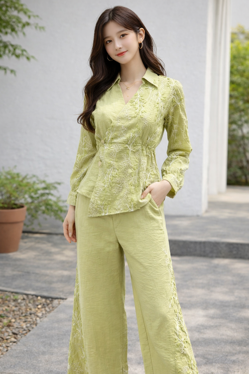 💚 Elegant Embroidered Co-ord Set for Women Image