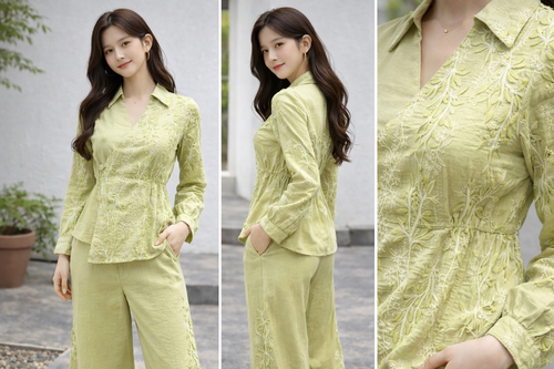 💚 Elegant Embroidered Co-ord Set for Women