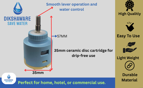 Dikshaware Replacement Single Handle Faucet 360 Degree Rotate Cartridge Ceramic Disc Valve 35mm Diameter (1 Pcs)  Image