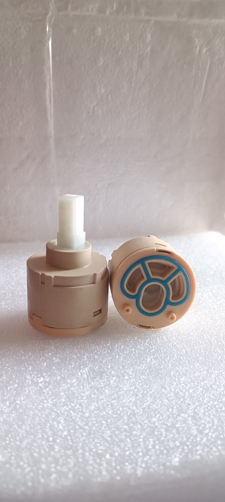 Dikshaware Plastic Ceramic Replacement Disc Flat for Shower Lever Mixer Tap Divertor | Inner Cartridge Valve | Spindle Set (46mm HINDWARE 3-in-Let Divertor)  Image