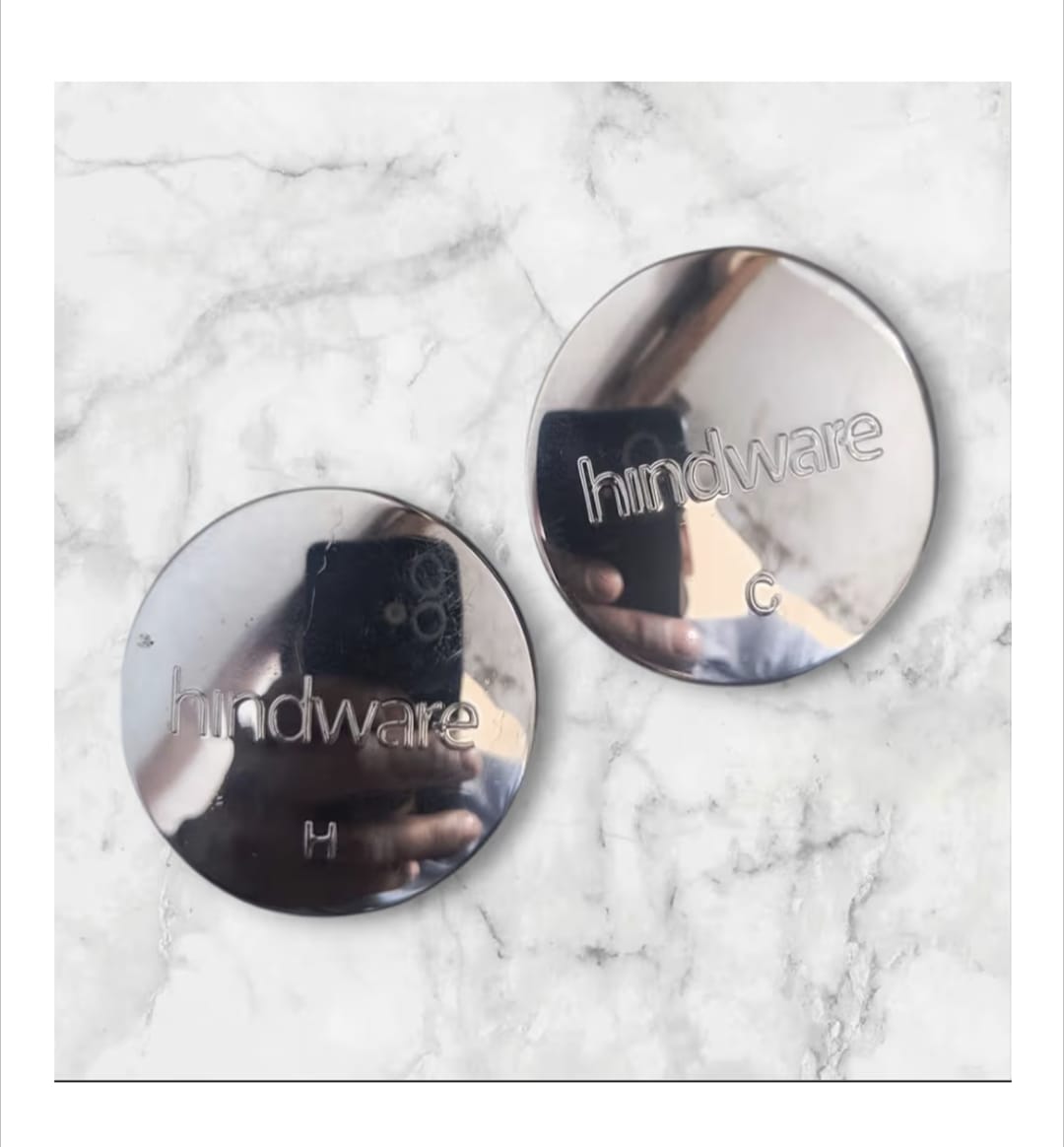 HindwareContessa Plus Tap Handle Cap Set | Hot & Cold Chrome Handle Caps for Bathroom Wall Mixer Tap | Replacement Handle Button Covers Compatible with Hindware Contessa Plus Image 