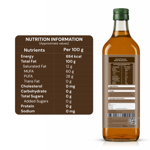 Cold-Pressed Black Mustard Oil - Kachi Ghani | Wood Pressed | 100% Pure & chemical Free