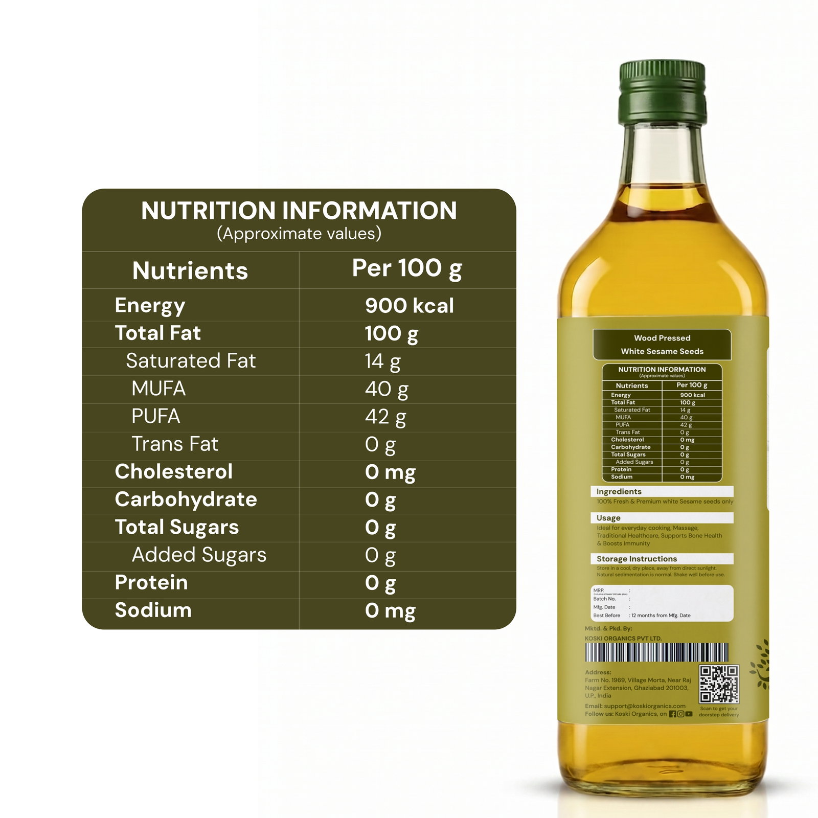 Wood-Pressed Sesame Oil – 100% Pure, Natural, Unrefined & Nutrient-Rich