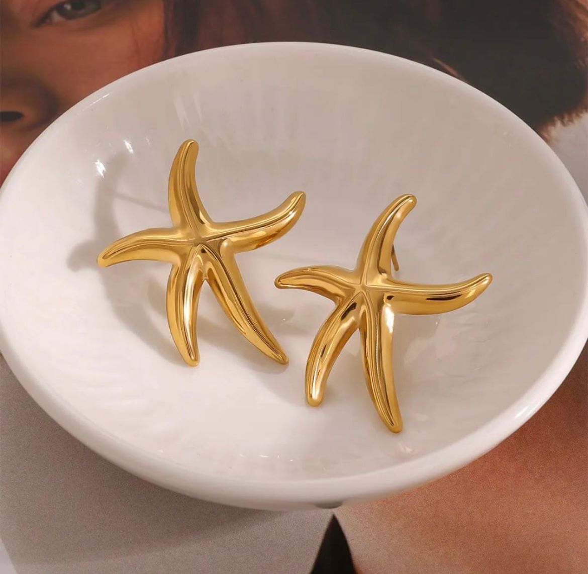 STAINLESS STEEL STAR FISH EARRINGS Image