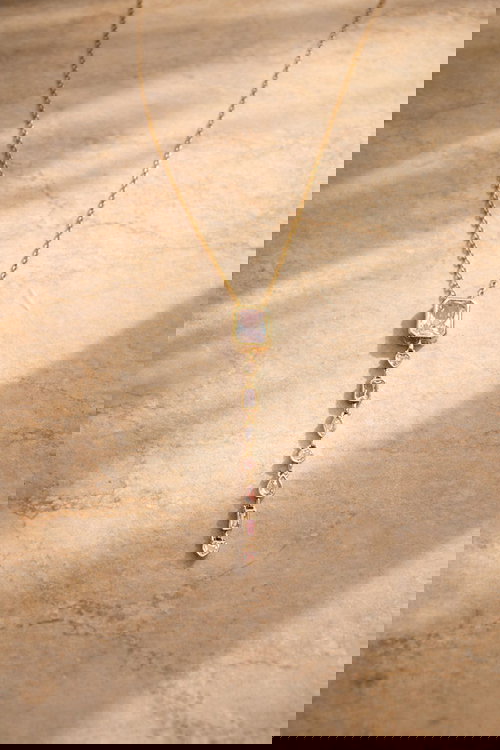 Elegant Multi-Stone Vertical Drop Pendant Necklace Image