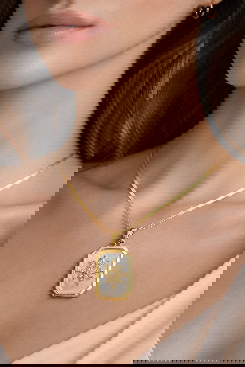 Gold-Tone Star Pendant Necklace with Mother of Pearl