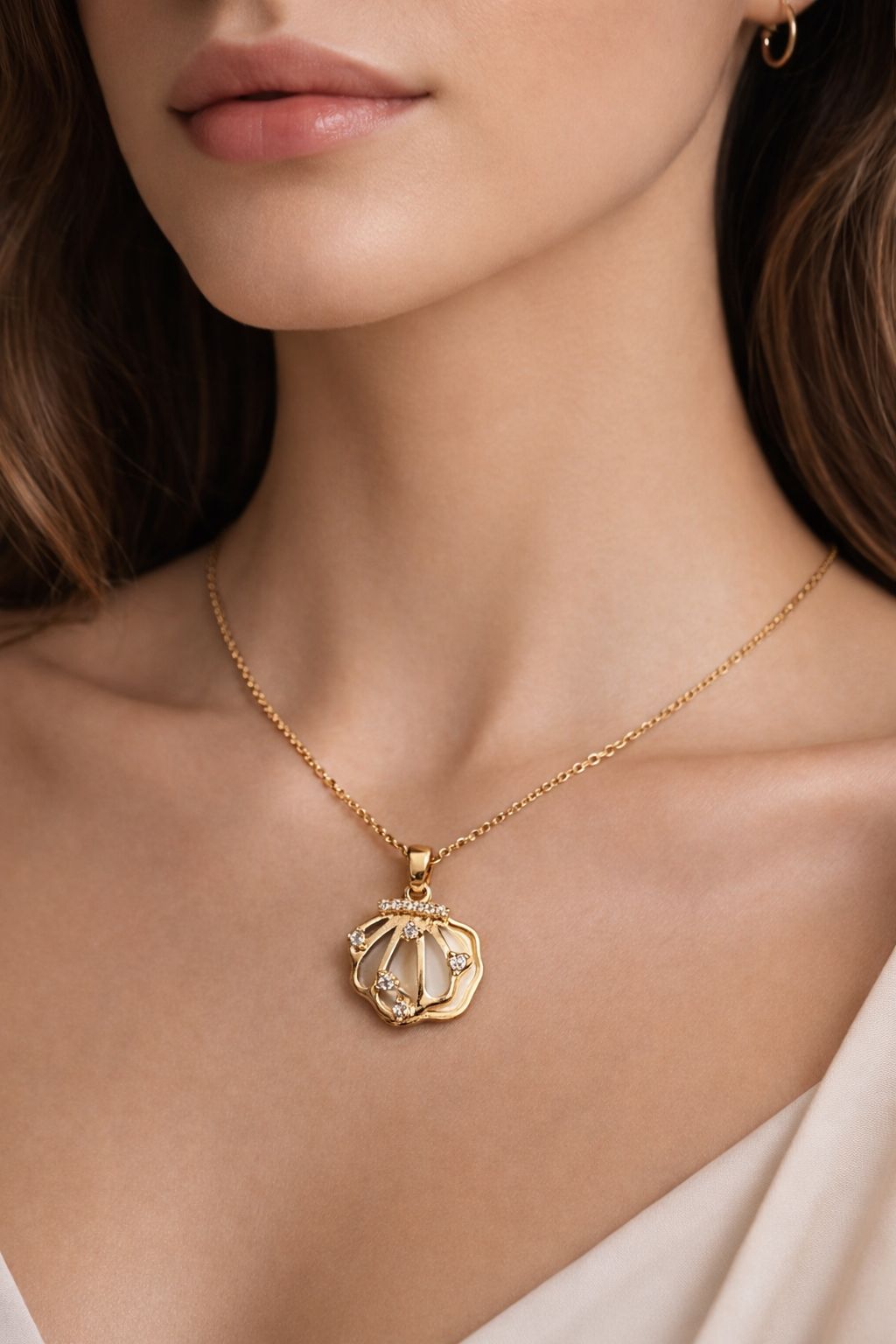  Clover Pendant Necklace with Crystal Accent Image 